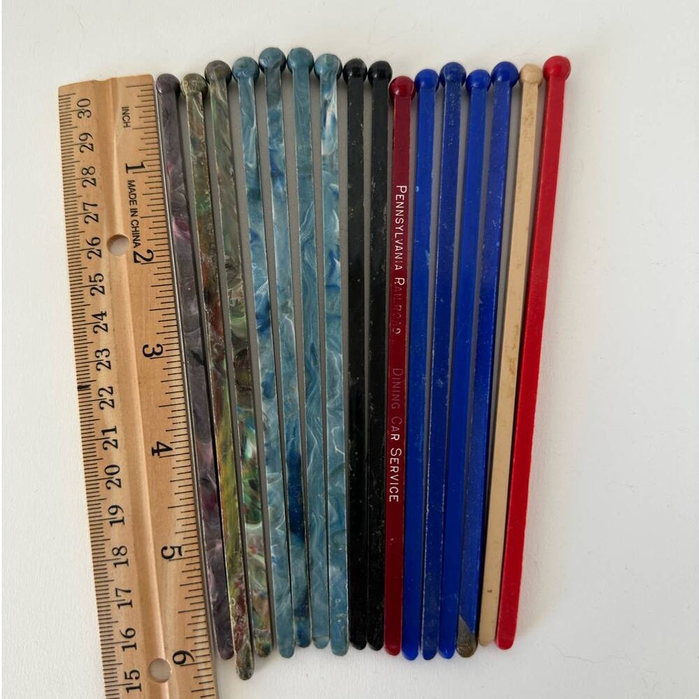 Vintage swizzle stir sticks, drink stirrer, set of 16 - Picture 2 of 4